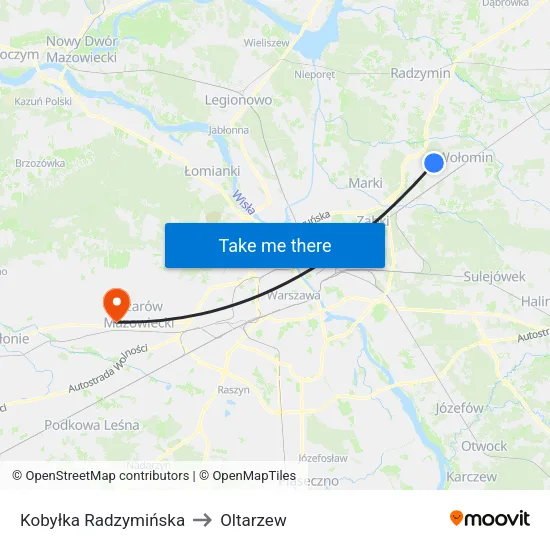 Kobyłka Radzymińska to Oltarzew map