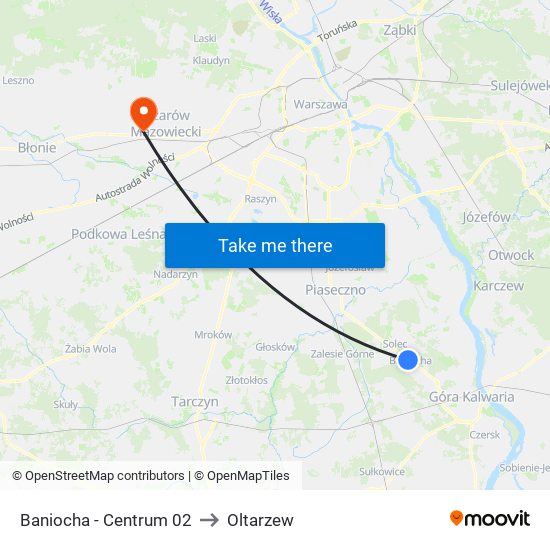 Baniocha - Centrum 02 to Oltarzew map