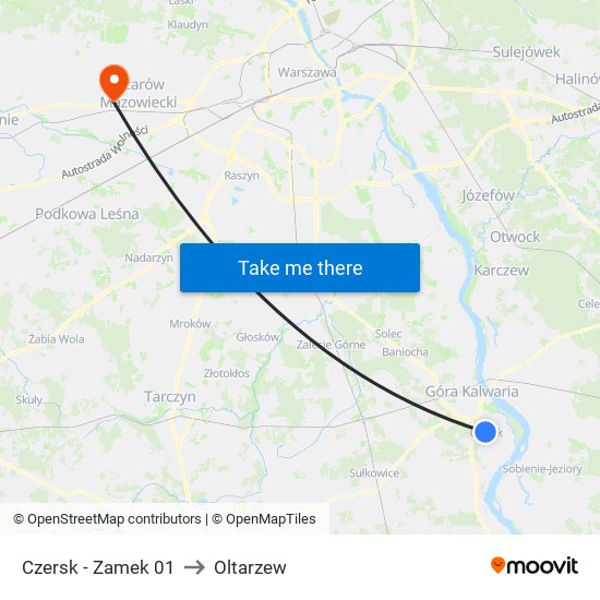 Czersk - Zamek 01 to Oltarzew map