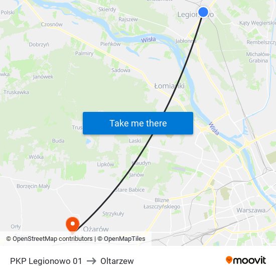 PKP Legionowo 01 to Oltarzew map