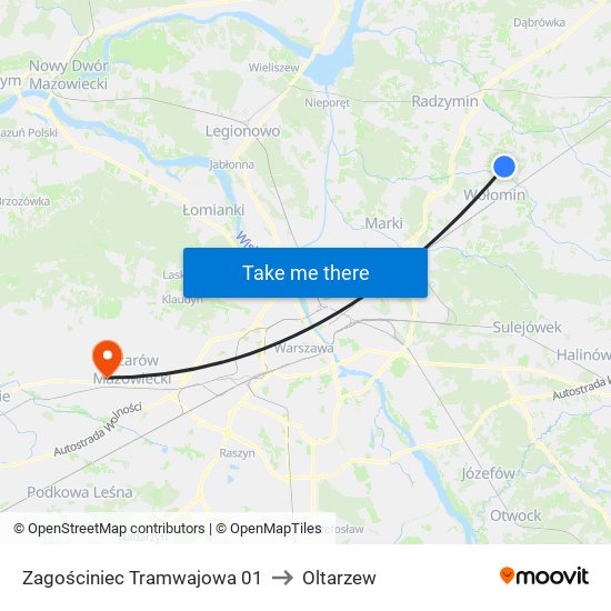 Zagościniec Tramwajowa 01 to Oltarzew map