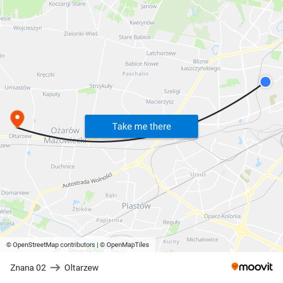 Znana 02 to Oltarzew map
