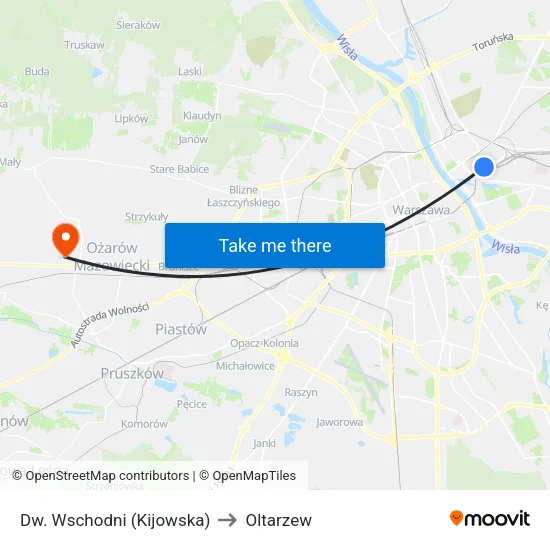 Dw. Wschodni (Kijowska) to Oltarzew map