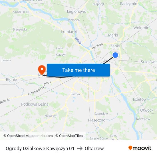 Ogrody Działkowe Kawęczyn 01 to Oltarzew map