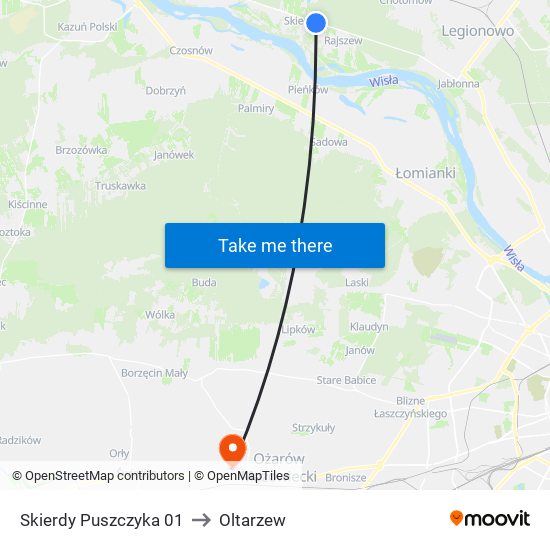 Skierdy Puszczyka to Oltarzew map