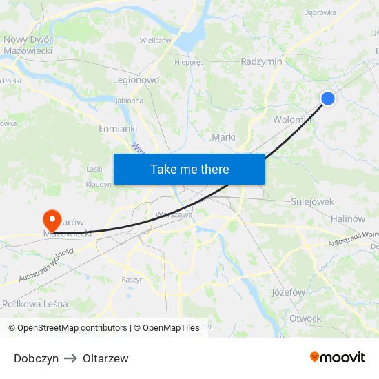 Dobczyn to Oltarzew map