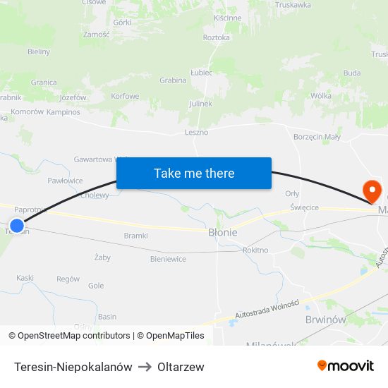 Teresin-Niepokalanów to Oltarzew map