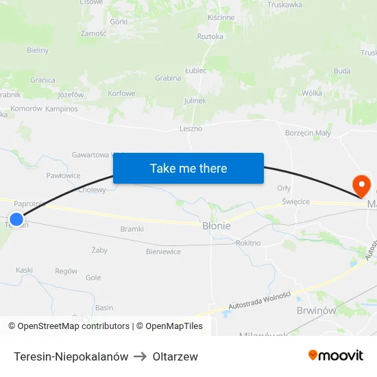 Teresin-Niepokalanów to Oltarzew map