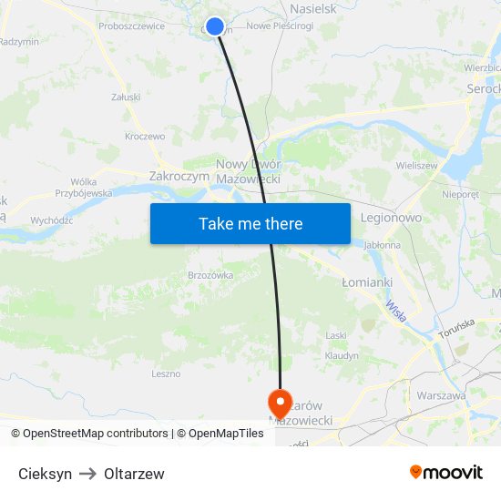 Cieksyn to Oltarzew map