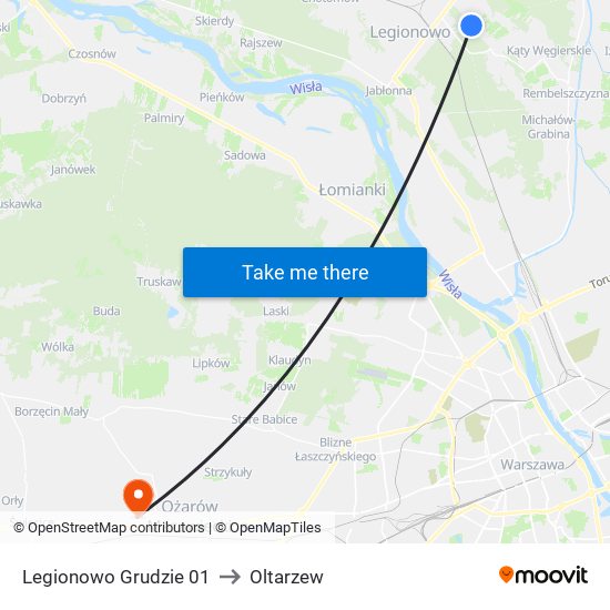 Legionowo Grudzie 01 to Oltarzew map