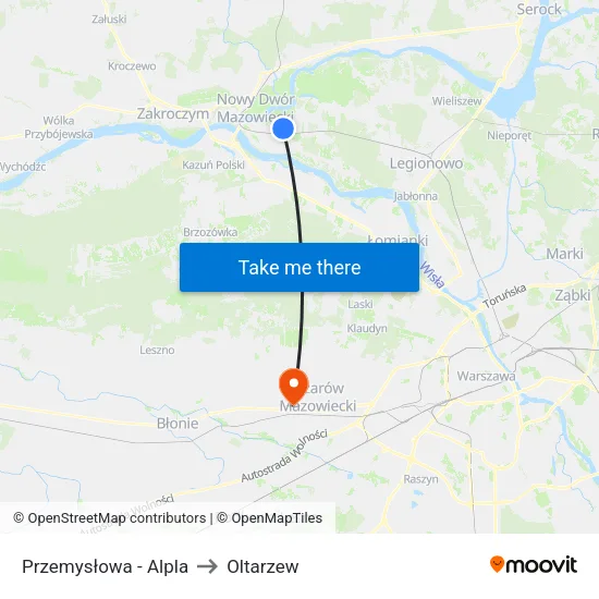 Przemysłowa - Alpla to Oltarzew map