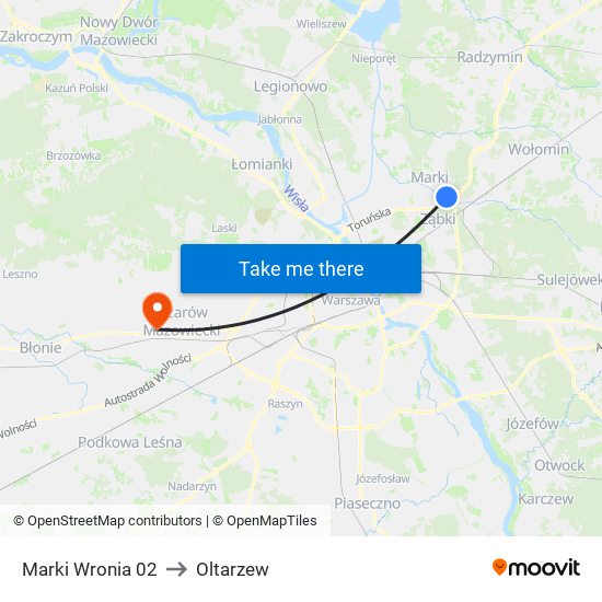 Marki Wronia to Oltarzew map