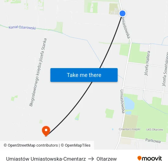 Umiastów Umiastowska - Cmentarz to Oltarzew map