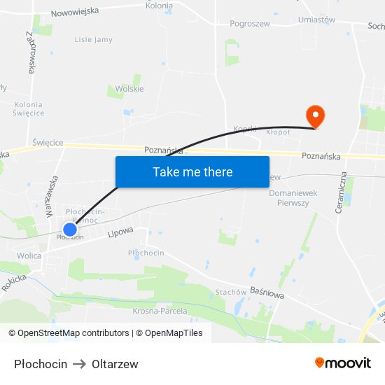 Płochocin to Oltarzew map