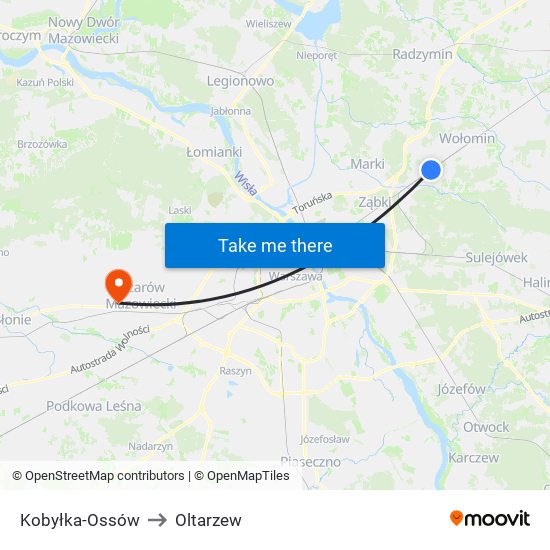 Kobyłka-Ossów to Oltarzew map