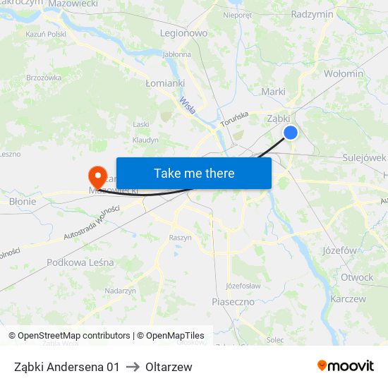 Ząbki Andersena 01 to Oltarzew map