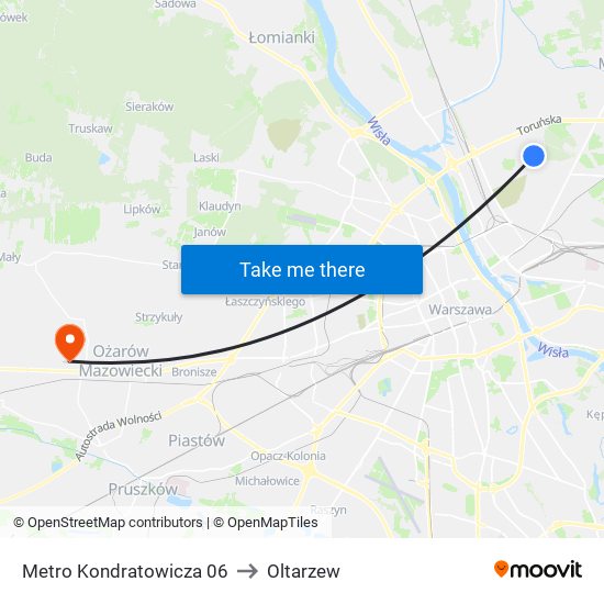 Metro Kondratowicza 06 to Oltarzew map