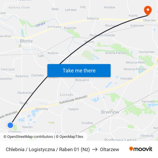 Chlebnia / Logistyczna / Raben 01 (Nż) to Oltarzew map