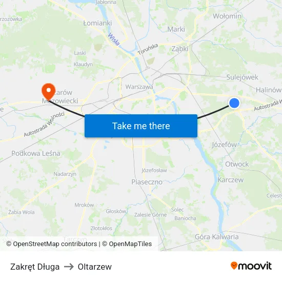 Zakręt Długa to Oltarzew map