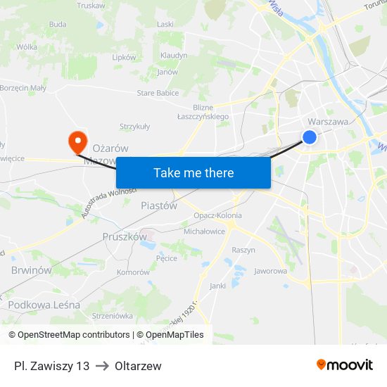 Pl. Zawiszy 13 to Oltarzew map