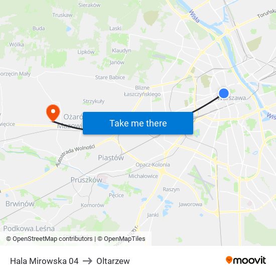 Hala Mirowska 04 to Oltarzew map