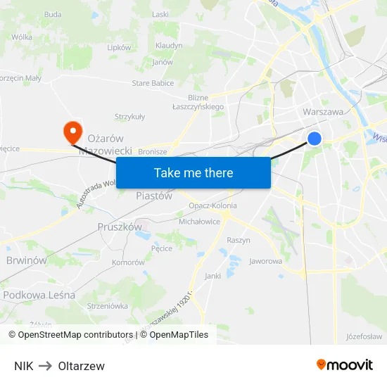 NIK to Oltarzew map