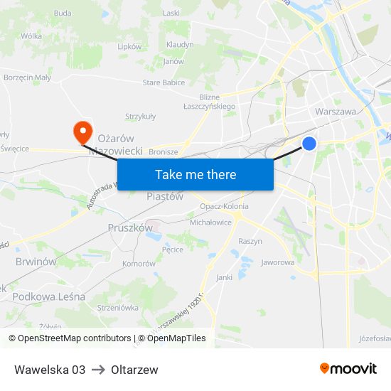 Wawelska 03 to Oltarzew map
