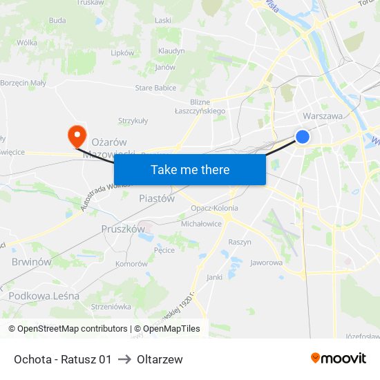 Ochota - Ratusz 01 to Oltarzew map