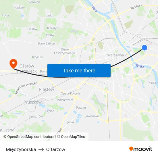Międzyborska to Oltarzew map