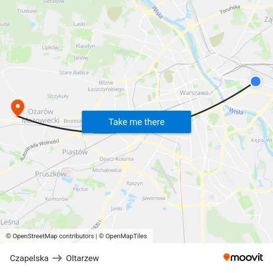 Czapelska to Oltarzew map