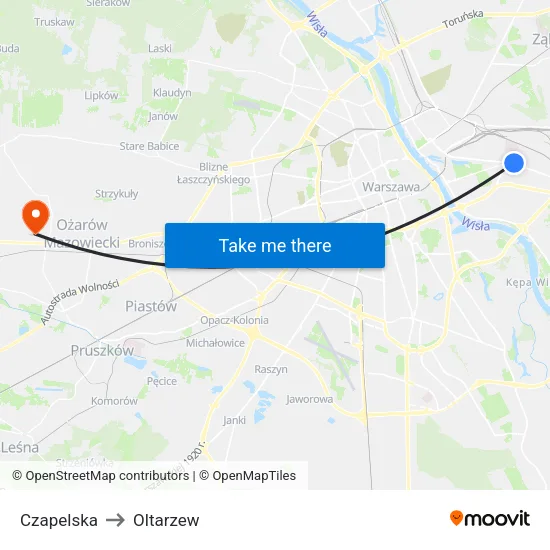Czapelska to Oltarzew map