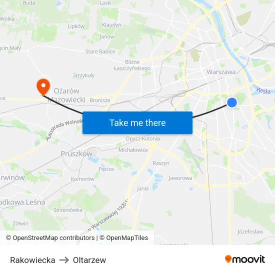 Rakowiecka to Oltarzew map