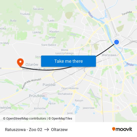 Ratuszowa - Zoo 02 to Oltarzew map