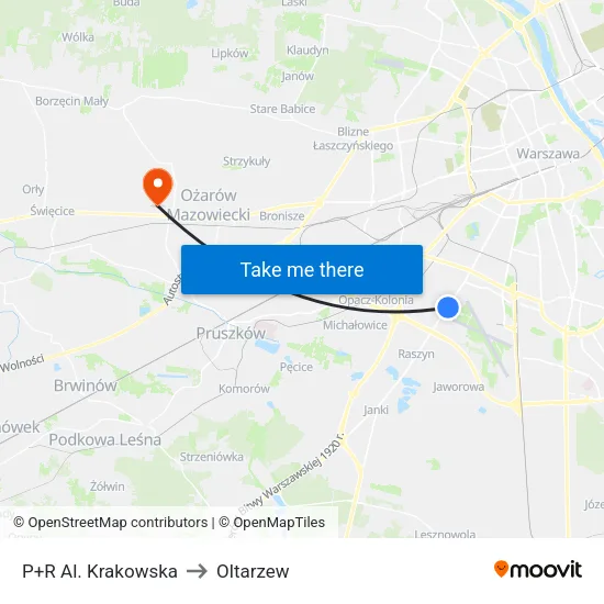P+R Al. Krakowska to Oltarzew map