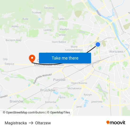 Magistracka to Oltarzew map