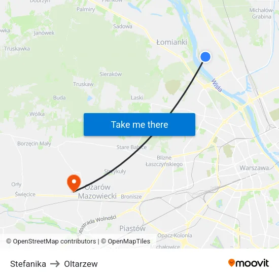 Stefanika to Oltarzew map