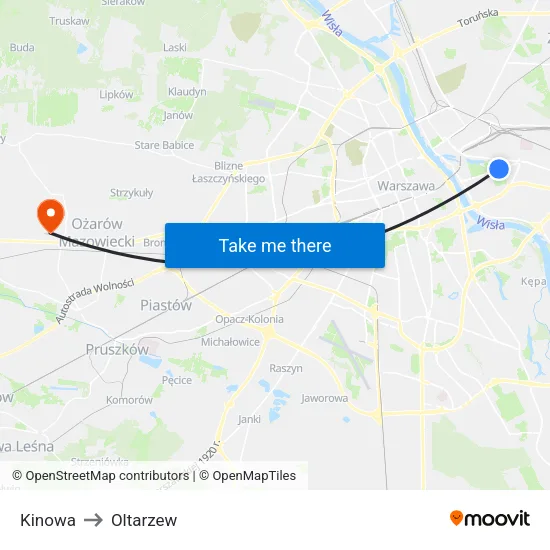 Kinowa to Oltarzew map