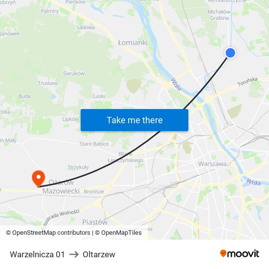 Warzelnicza 01 to Oltarzew map