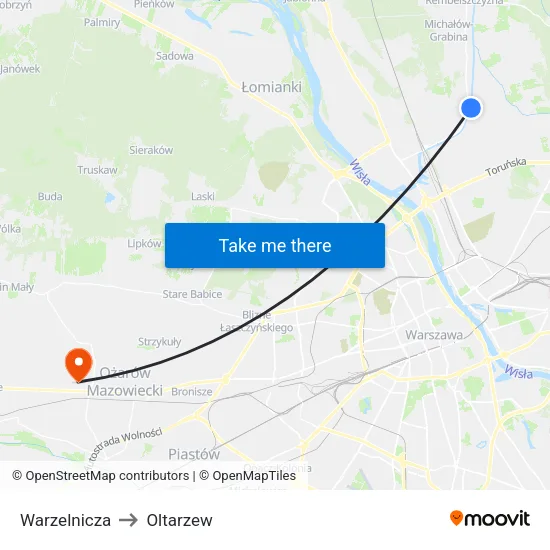 Warzelnicza to Oltarzew map