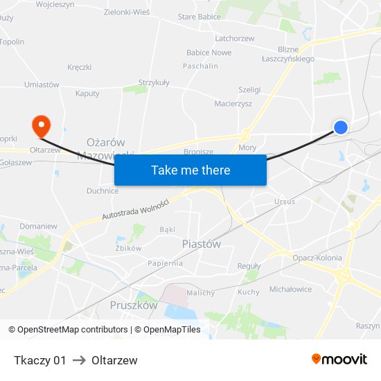 Tkaczy 01 to Oltarzew map