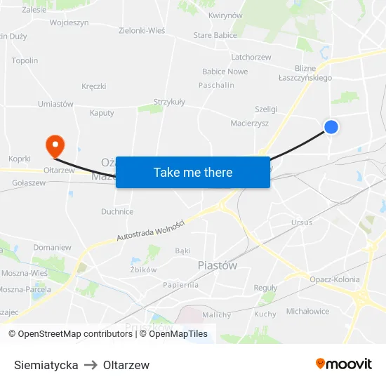 Siemiatycka to Oltarzew map