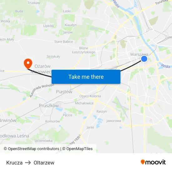 Krucza to Oltarzew map