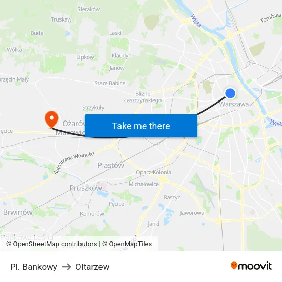 Pl. Bankowy to Oltarzew map