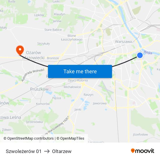 Szwoleżerów to Oltarzew map