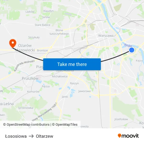 Łososiowa to Oltarzew map