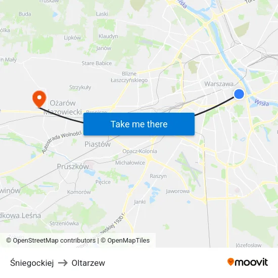 Śniegockiej to Oltarzew map