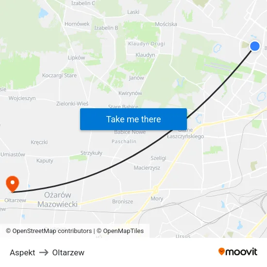 Aspekt to Oltarzew map