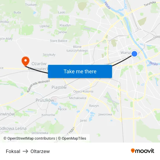 Foksal to Oltarzew map
