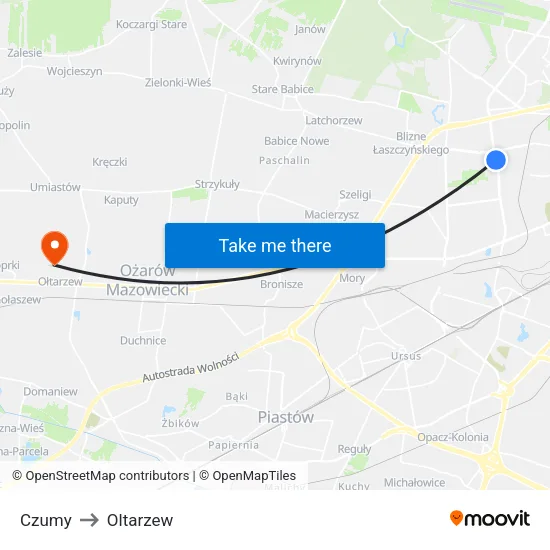 Czumy to Oltarzew map