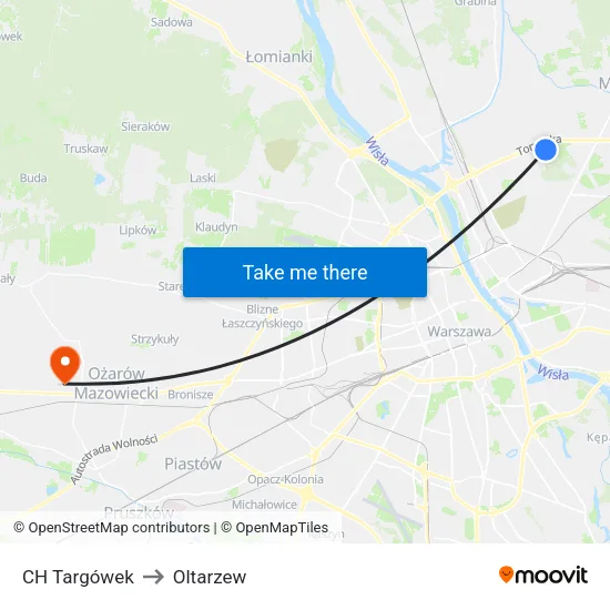 CH Targówek to Oltarzew map